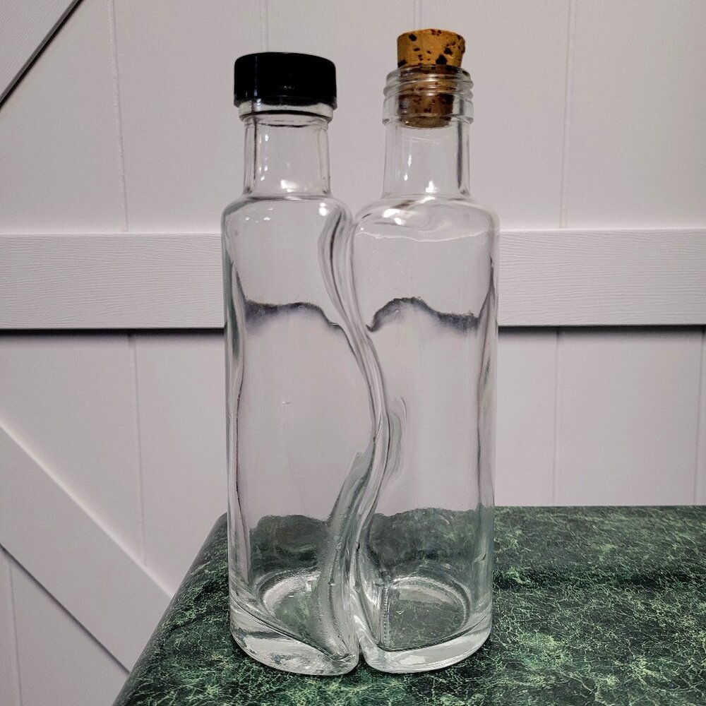 Vinegar and Oil Clear Bottles That Fit Each Other